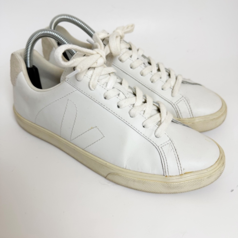 Veja Espiar White Leather Sneakers Size 8 - Picture 1 of 8